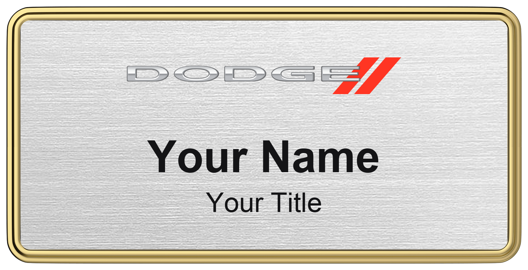 Dodge Badge, Silver Metallic, Gold Border