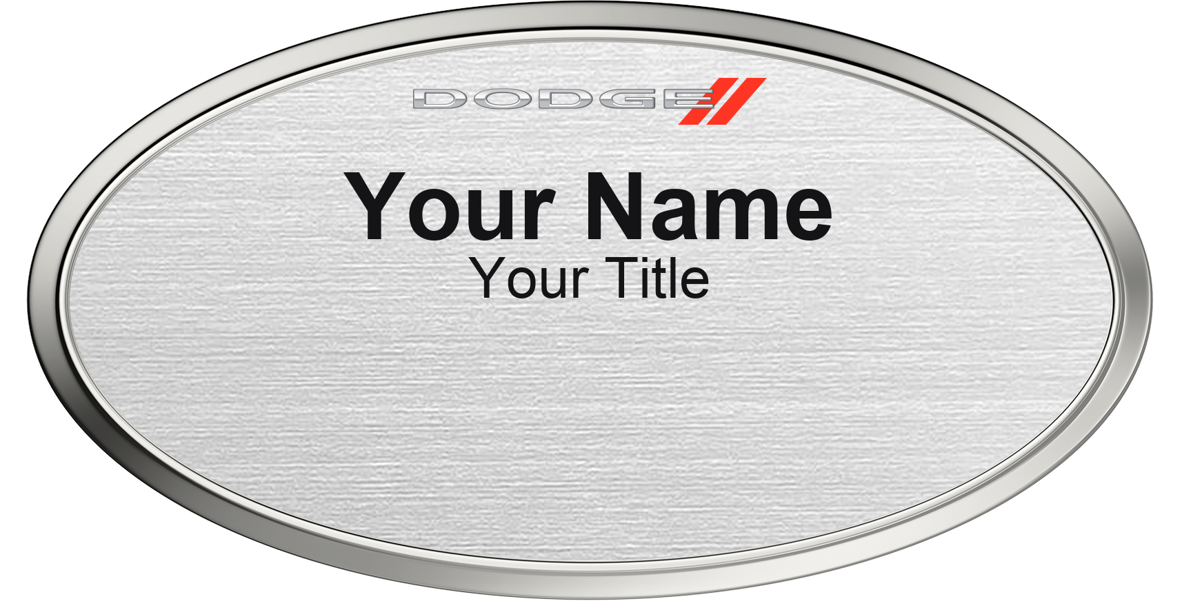 Dodge dealership name badge Silver Metallic, Silver Border