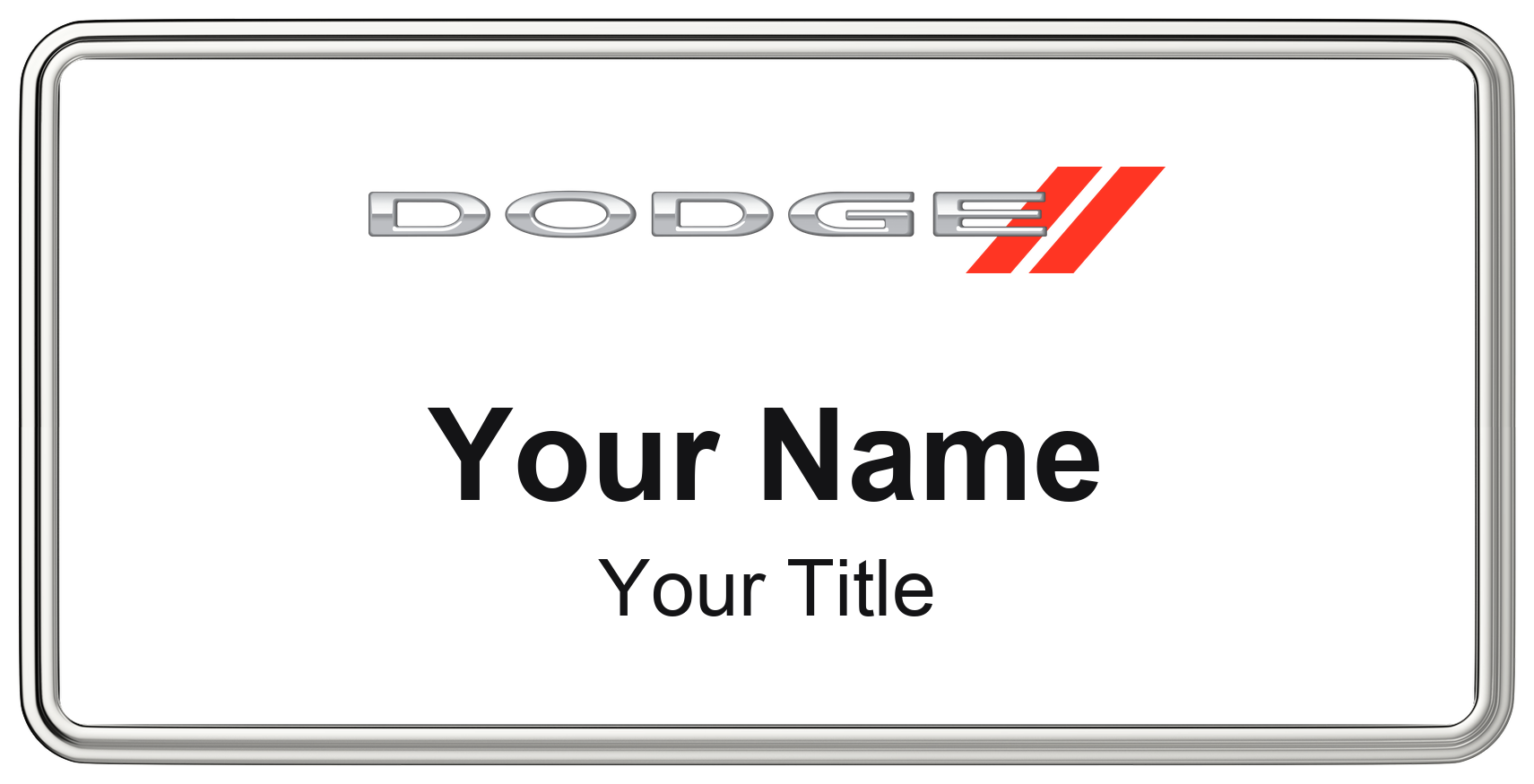 Dodge Badge, White, Silver Border