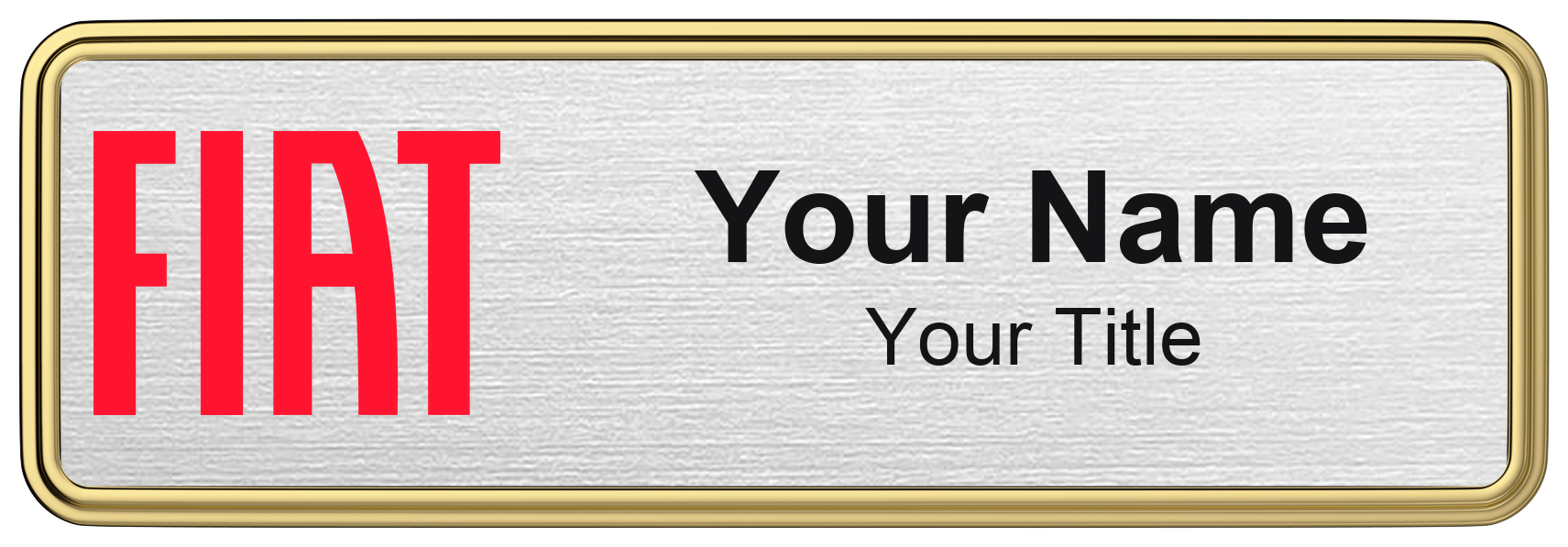 Fiat Badge, Silver Metallic, Gold Border