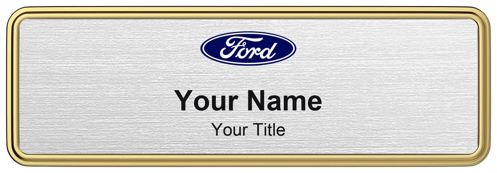 Ford Badge, Silver Metallic, Gold Border