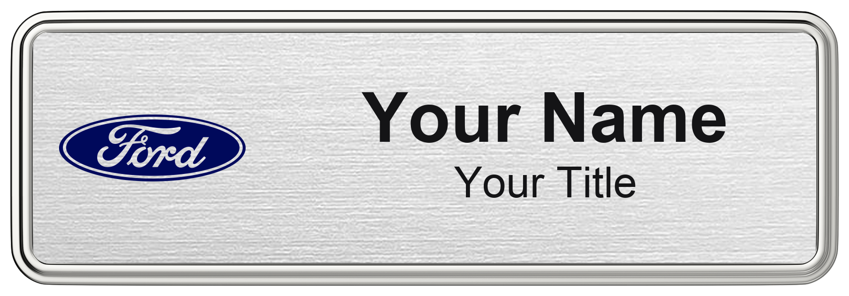 Ford dealership name badge Silver Metallic, Silver Border