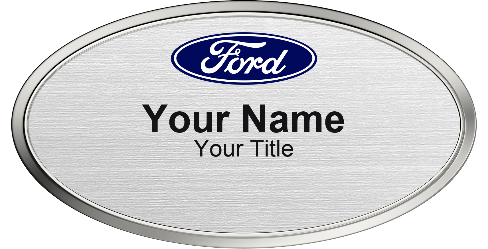 Ford dealership name badge Silver Metallic, Silver Border