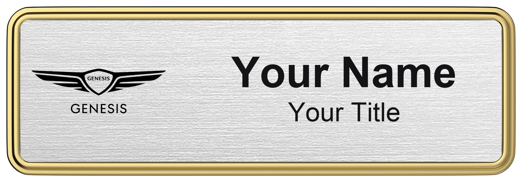 Genesis Badge, Silver Metallic, Gold Border