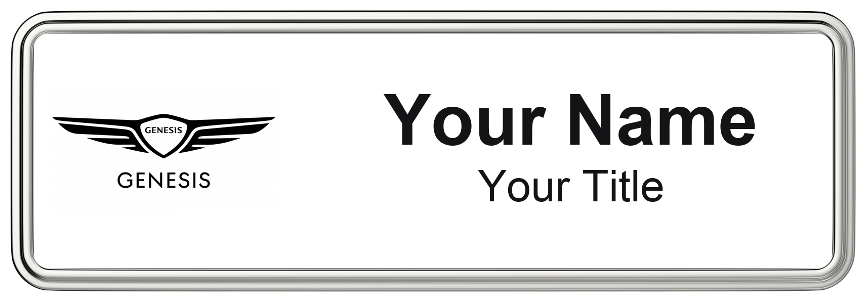 Genesis Badge, White, Silver Border