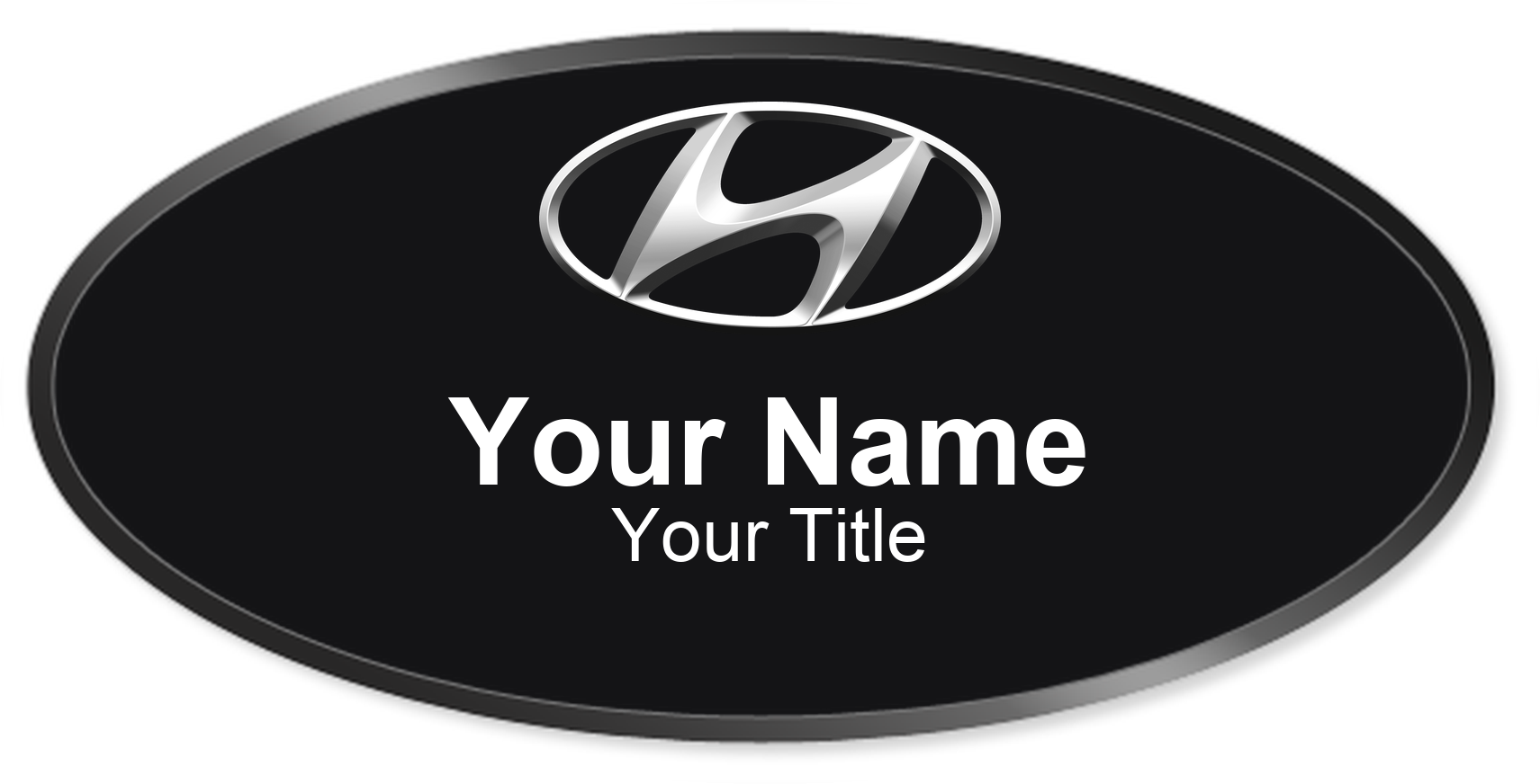 Hyundai dealership name badge Black, Black Border