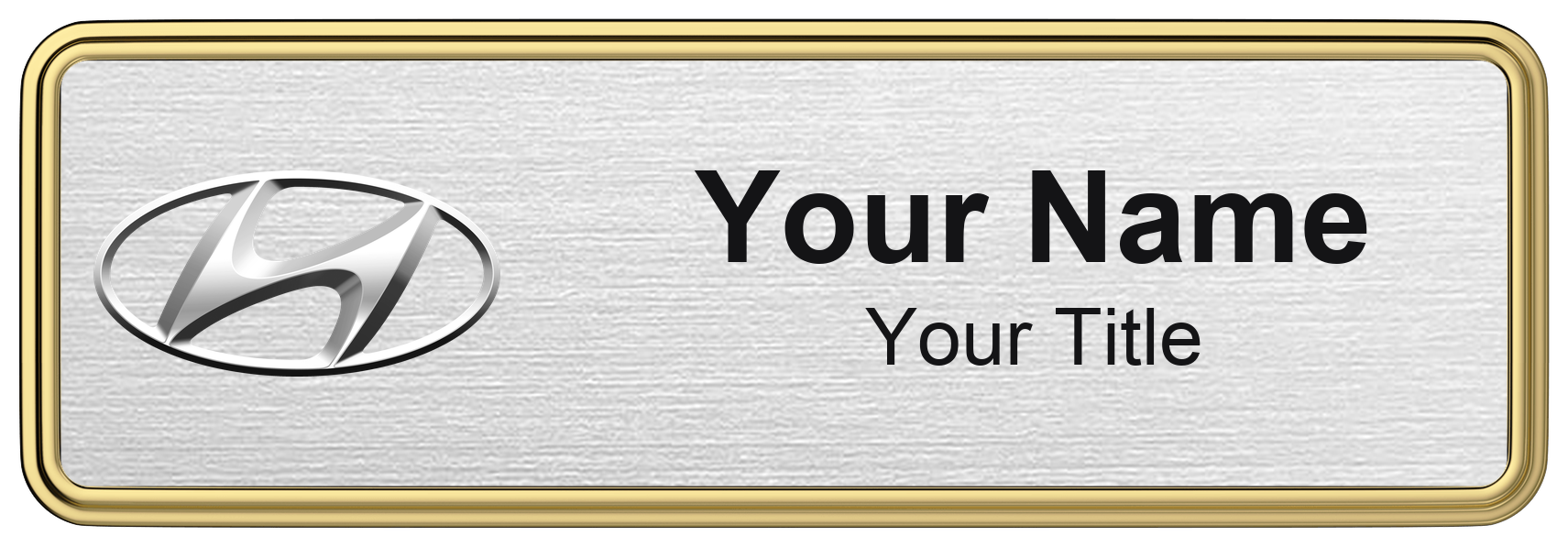Hyundai Badge, Silver Metallic, Gold Border