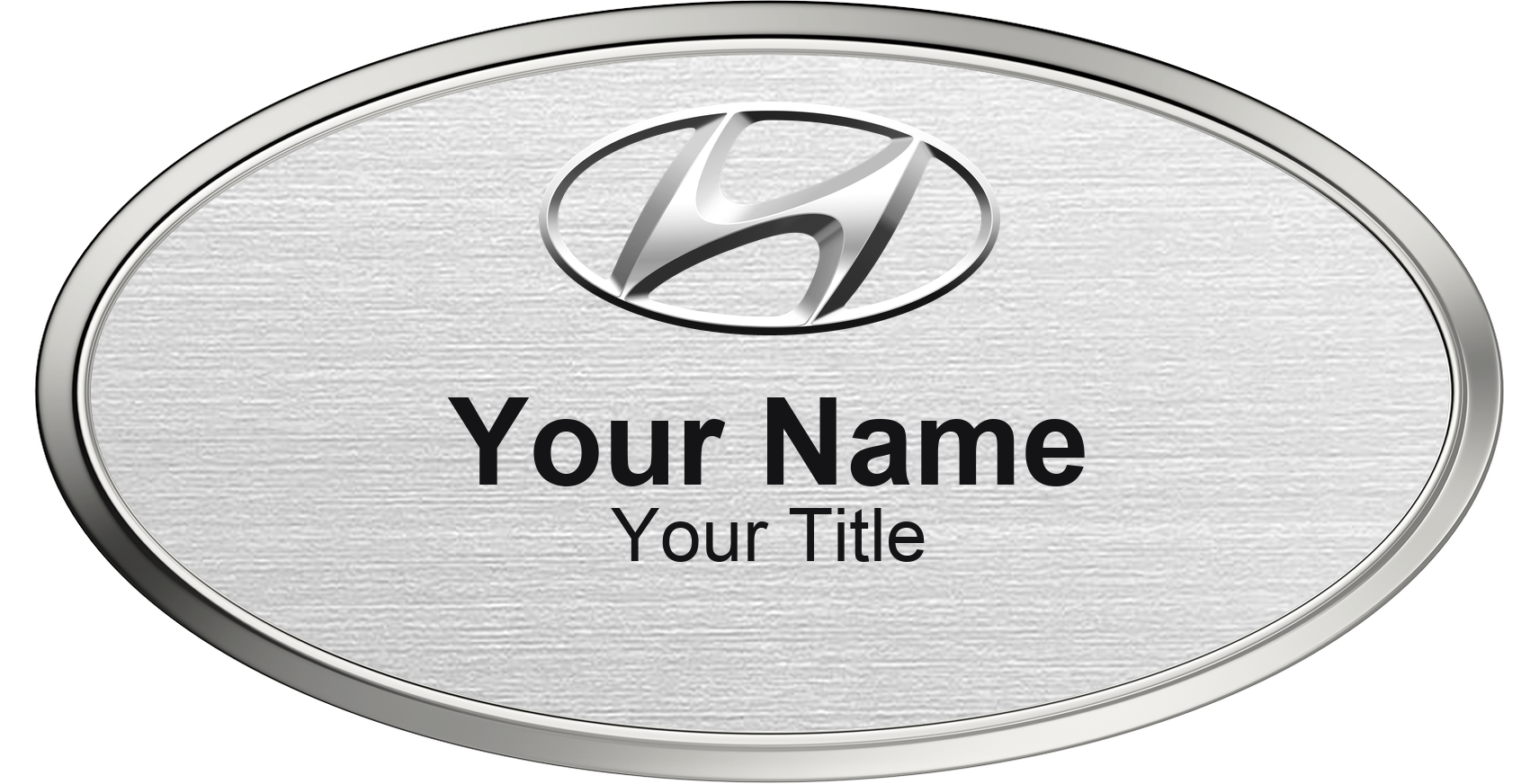 Hyundai dealership name badge Silver Metallic, Silver Border