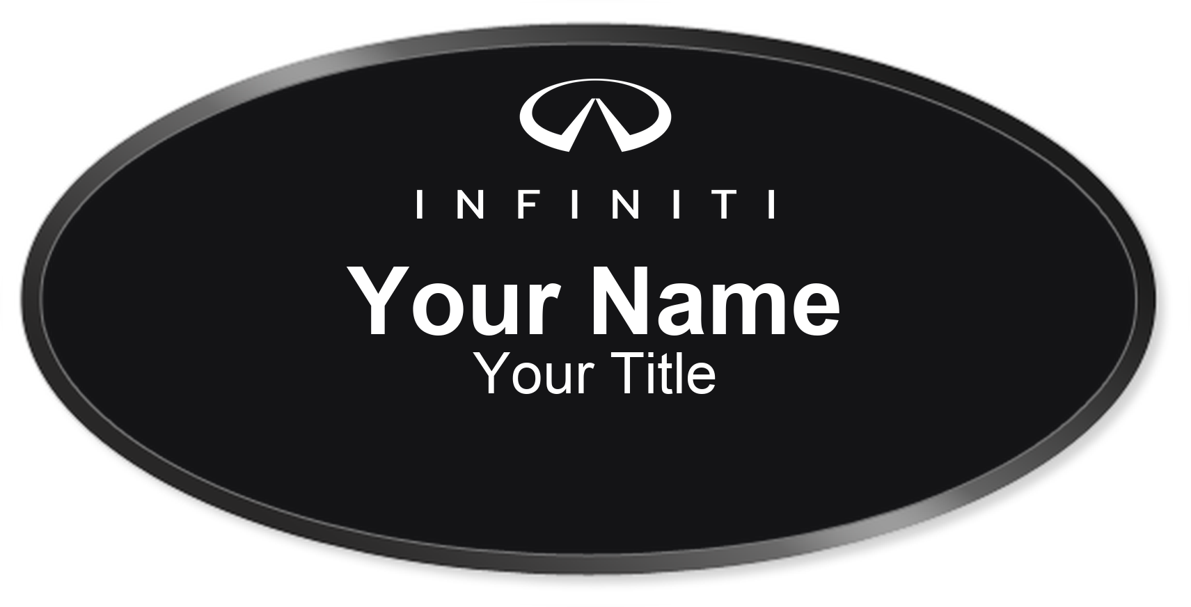 Infiniti dealership name badge Black, Black Border