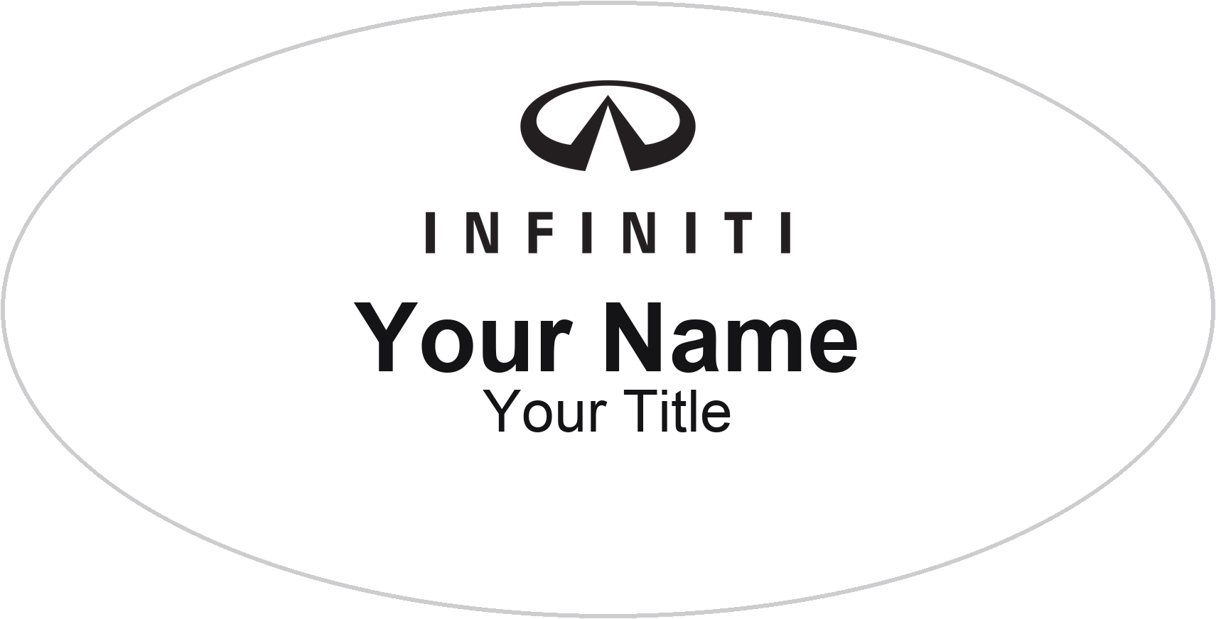 Infiniti dealership name badge White, No Border