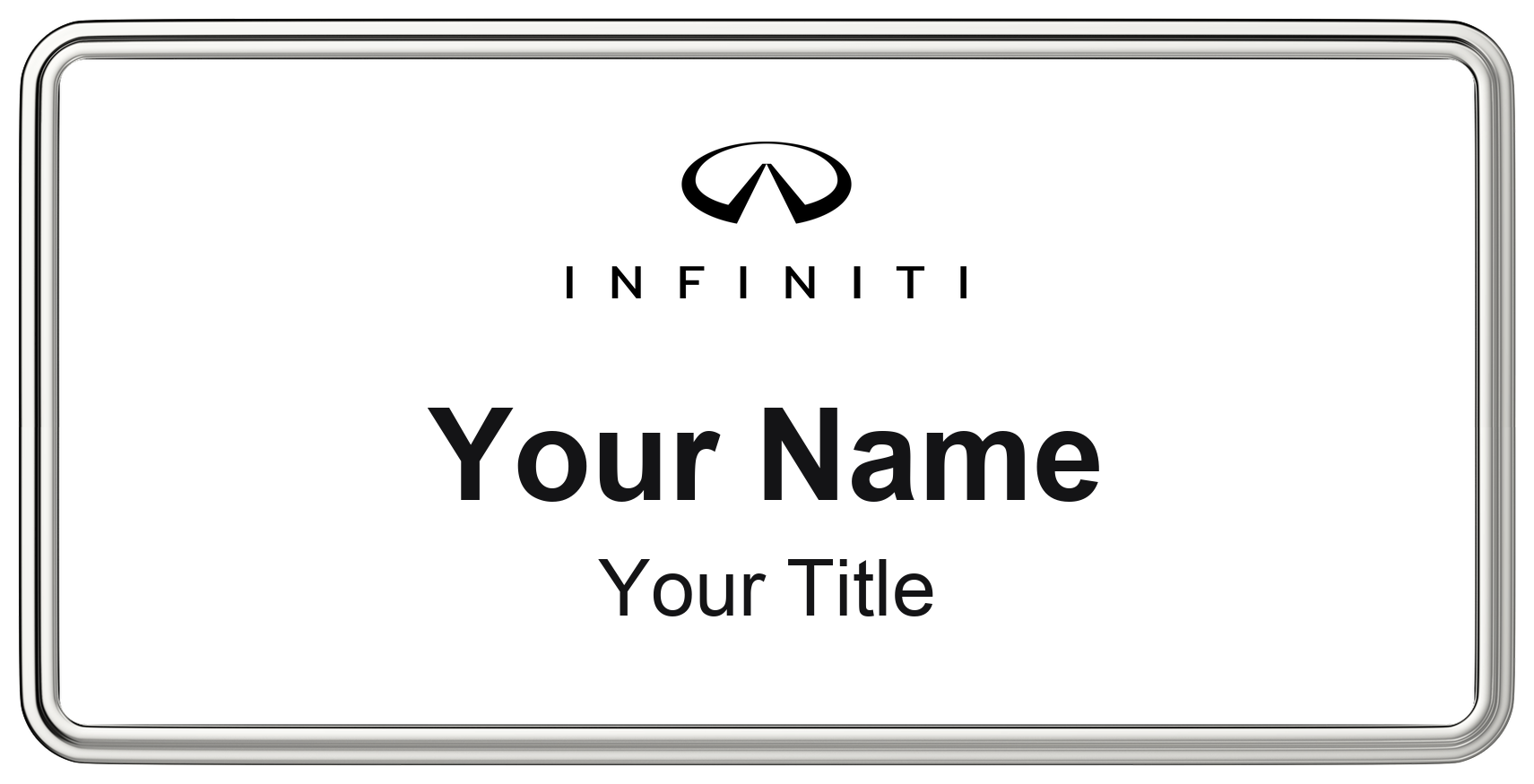 Infiniti Badge, White, Silver Border