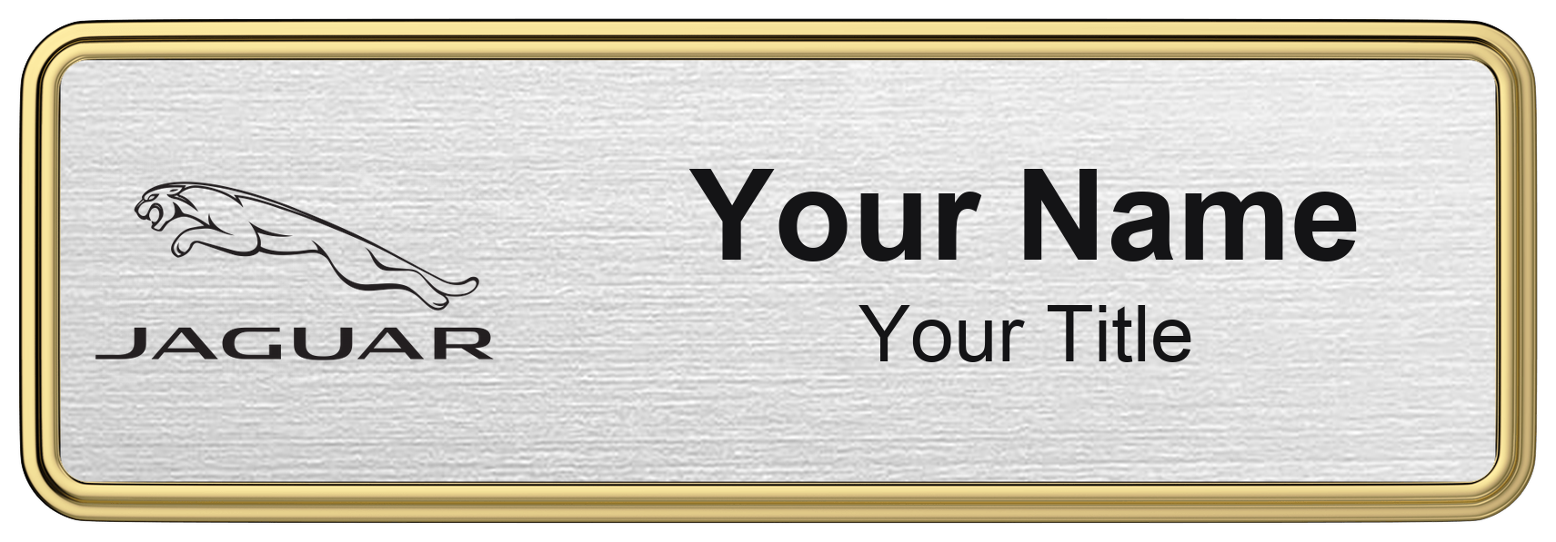 Jaguar Badge, Silver Metallic, Gold Border