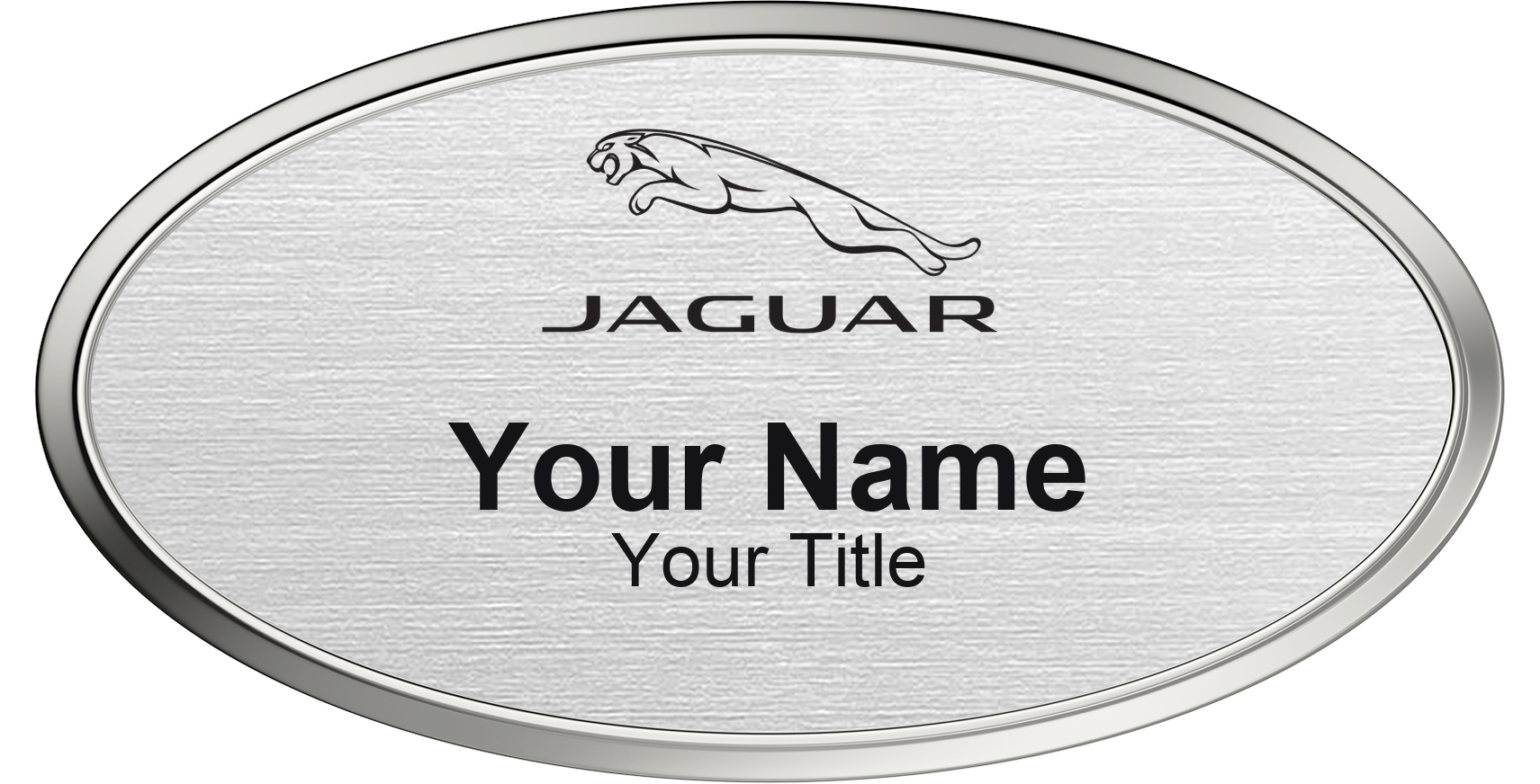 Jaguar dealership name badge Silver Metallic, Silver Border