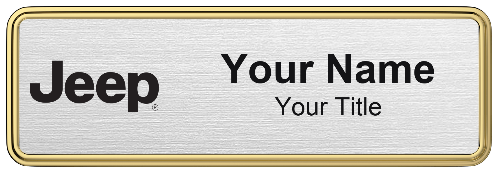 Jeep Badge, Silver Metallic, Gold Border