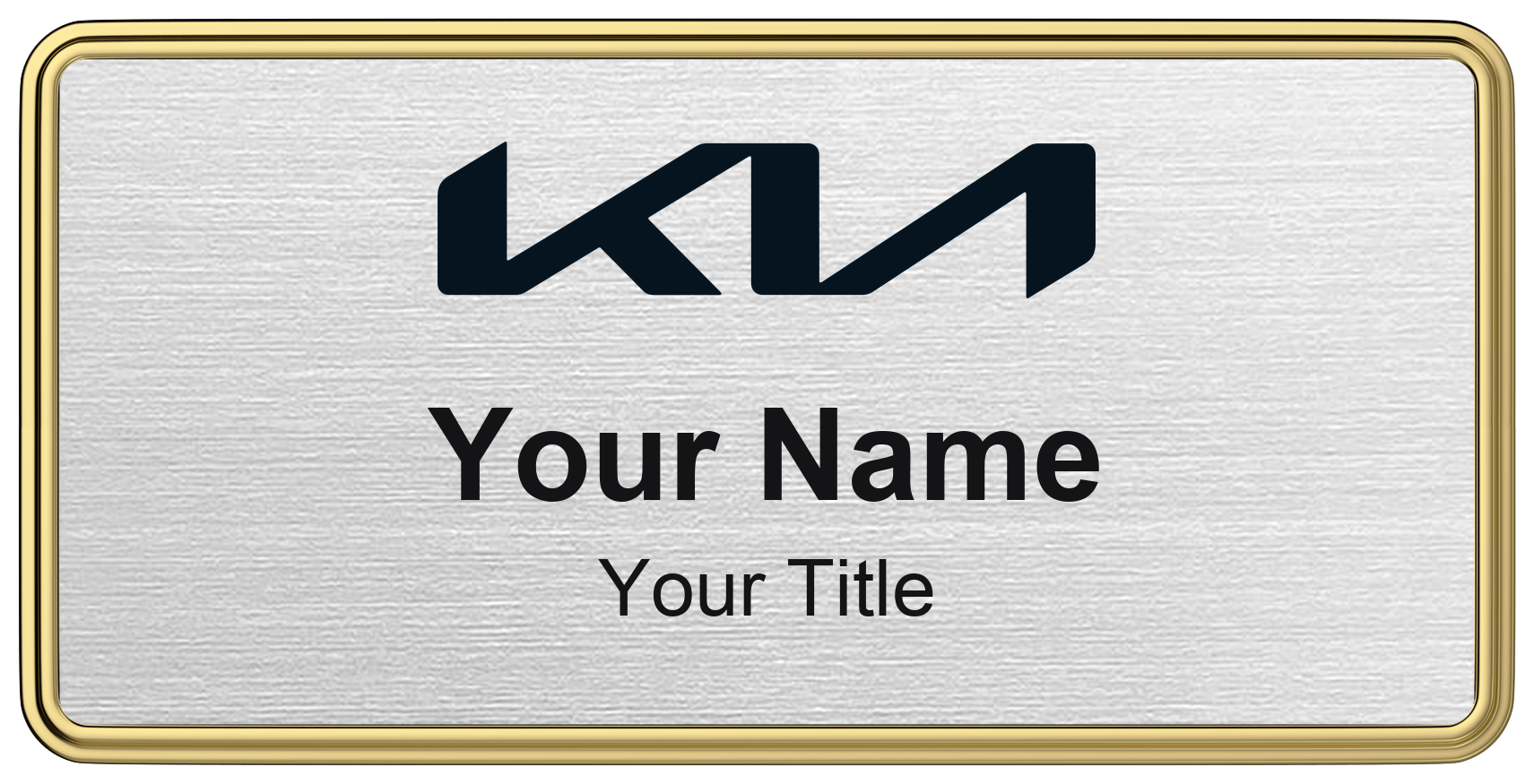 Kia Badge, Silver Metallic, Gold Border