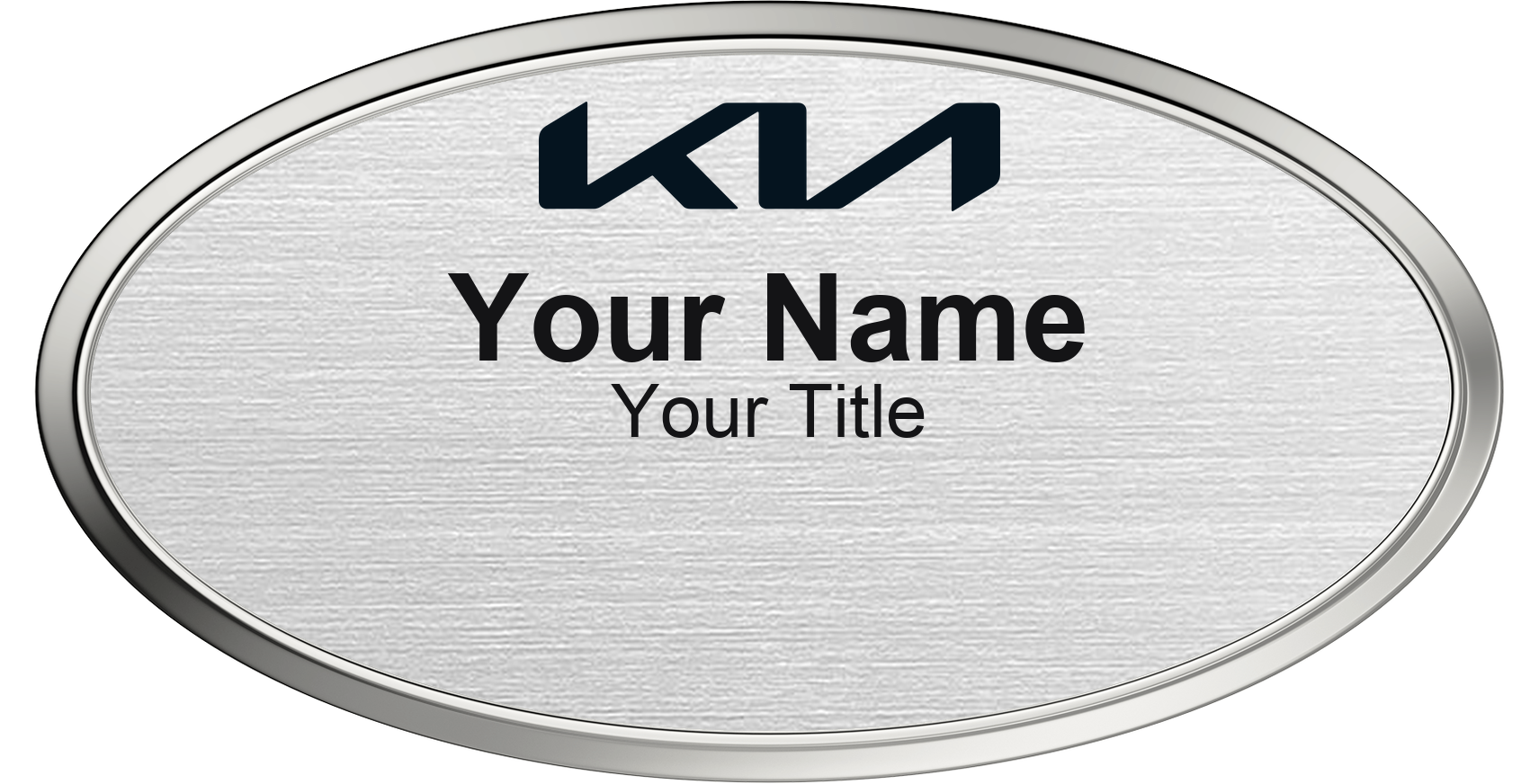Kia dealership name badge Silver Metallic, Silver Border