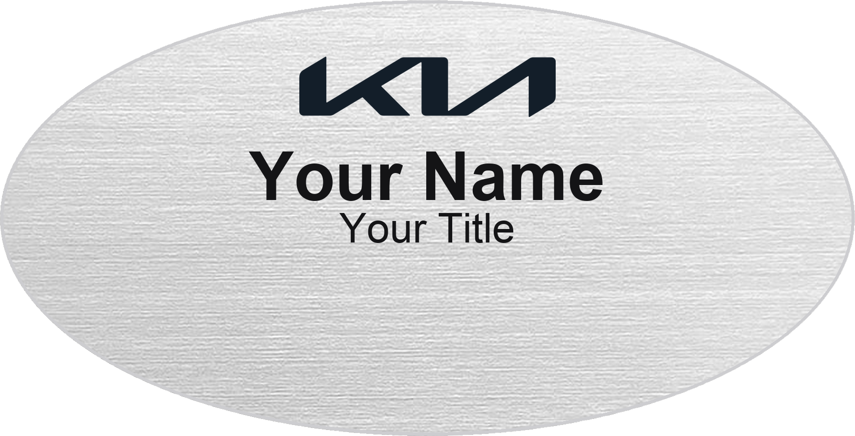 Kia dealership name badge Silver Metallic, No Border