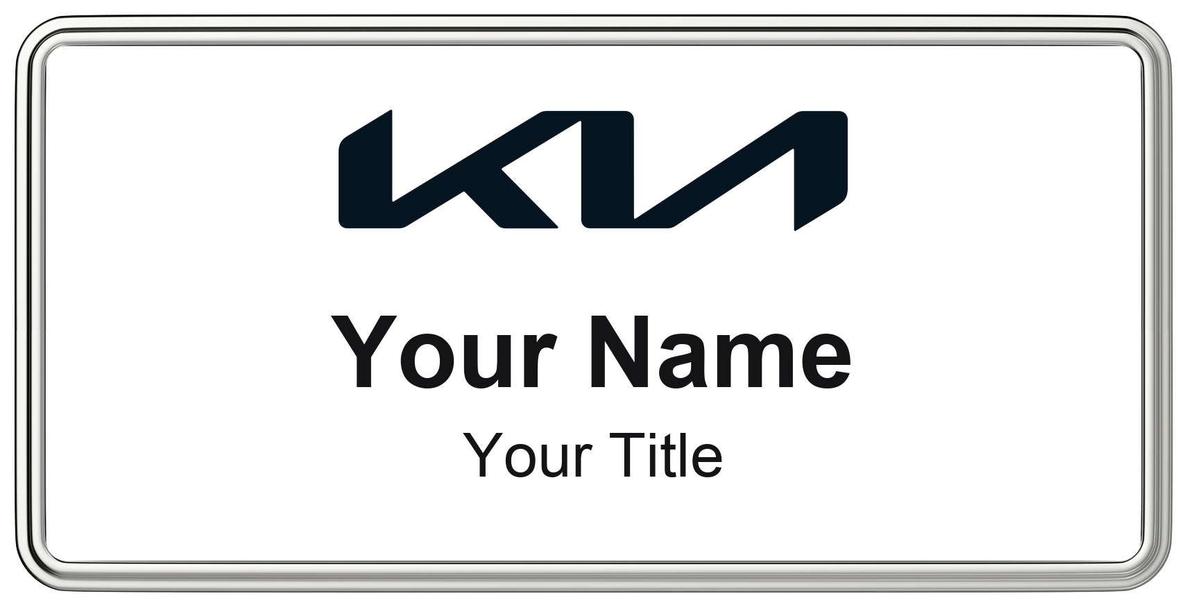 Kia Badge, White, Silver Border