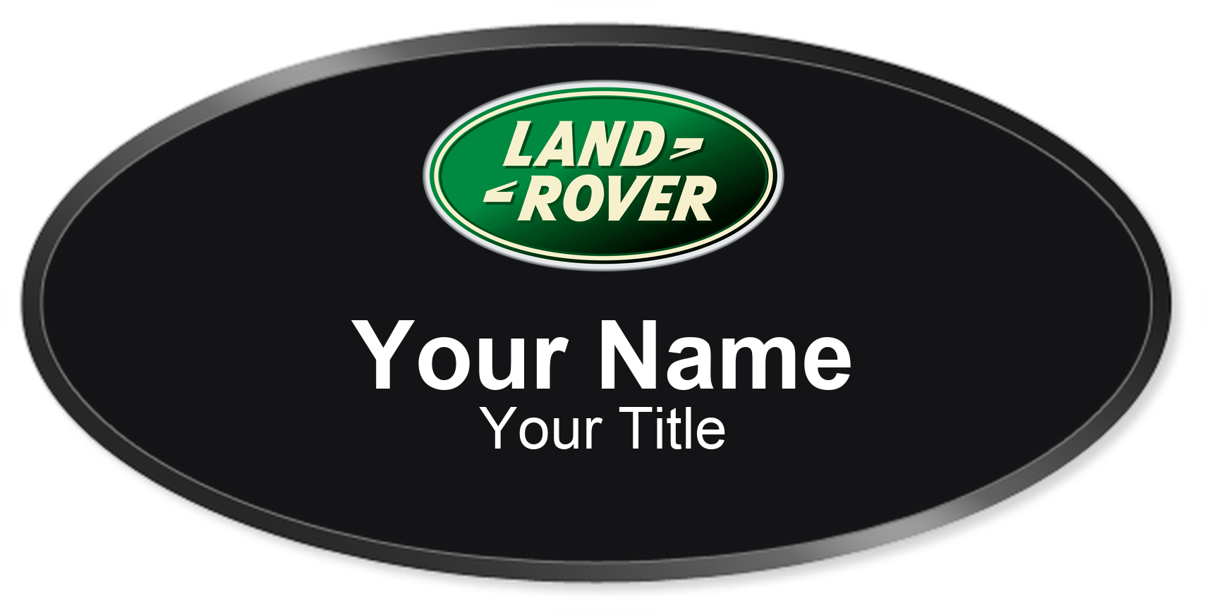 Land Rover Name Badge, Black, Black Border Oval 3" × 1.5"