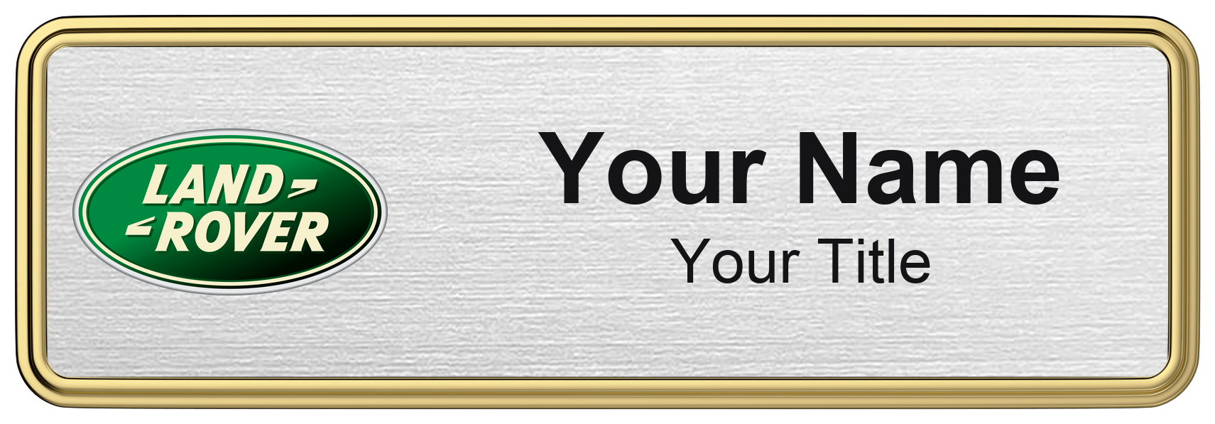 Land Rover Badge, Silver Metallic, Gold Border