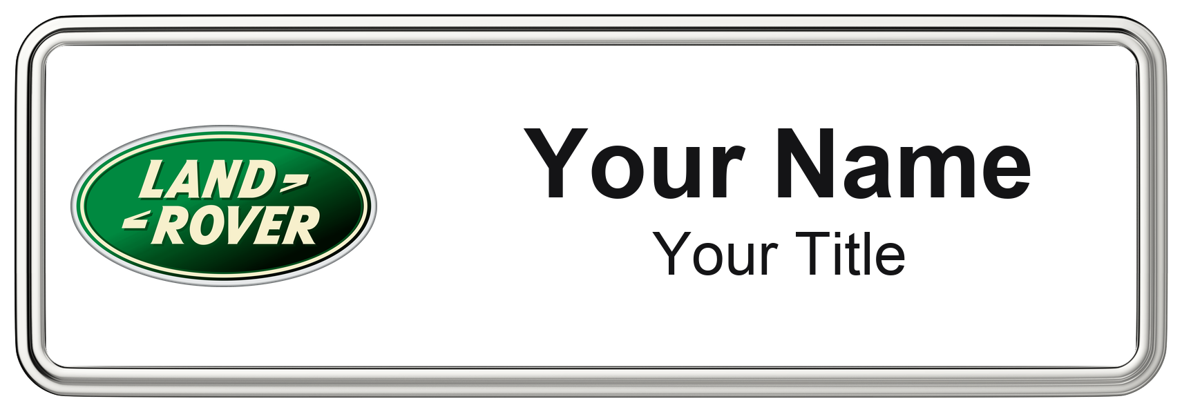 Land Rover Badge, White, Silver Border