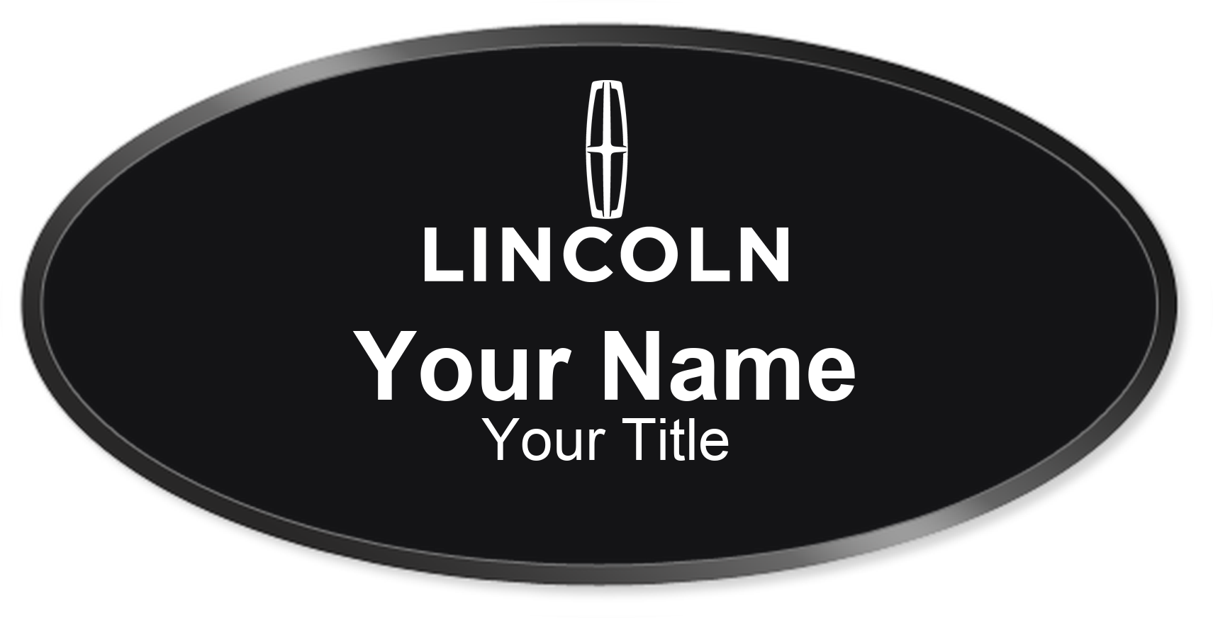 Lincoln dealership name badge Black, Black Border