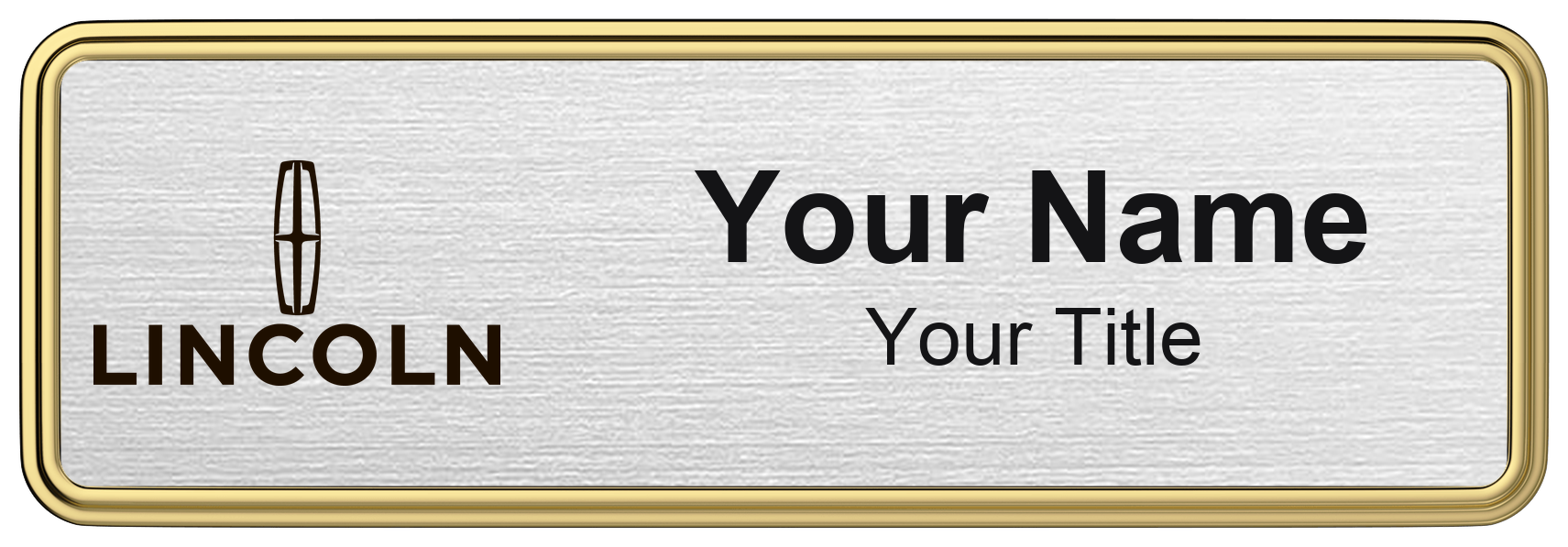 Lincoln Badge, Silver Metallic, Gold Border