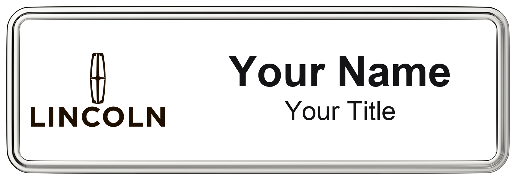 Lincoln Badge, White, Silver Border
