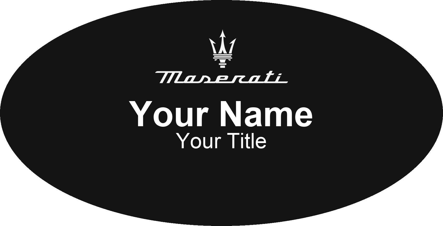 Maserati dealership name badge Black, No Border