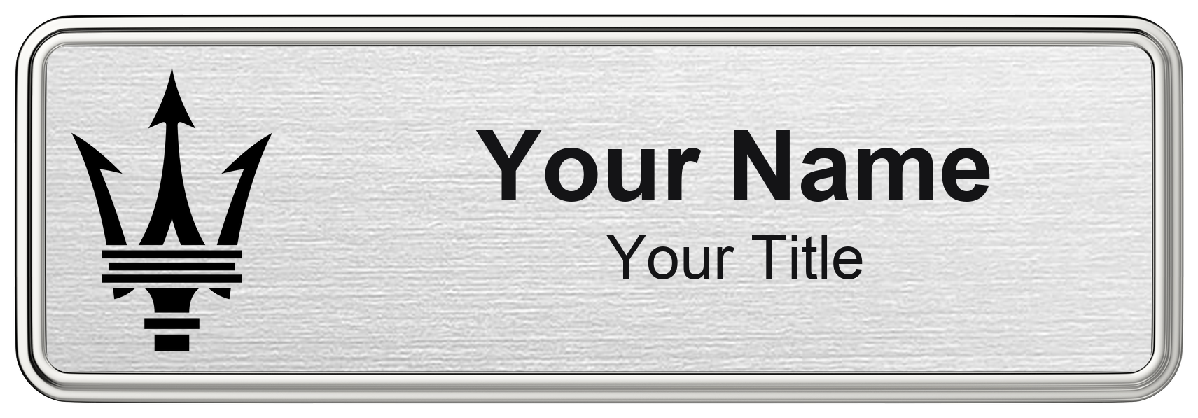 Maserati Badge, Silver Metallic, Silver Border