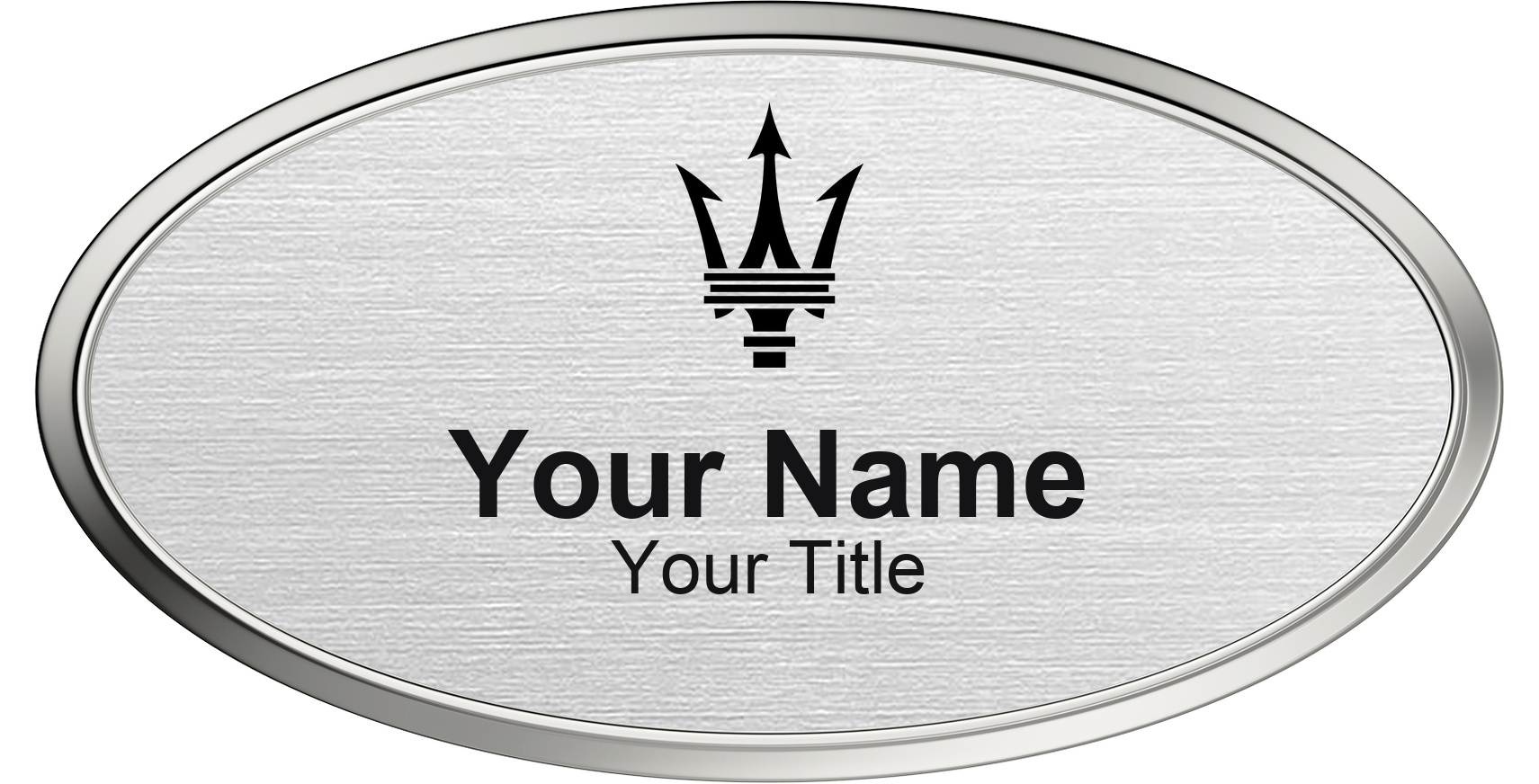Maserati dealership name badge Silver Metallic, Silver Border