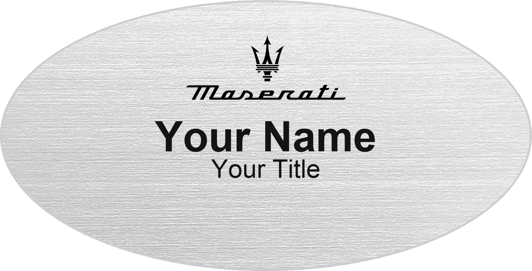 Maserati dealership name badge Silver Metallic, No Border