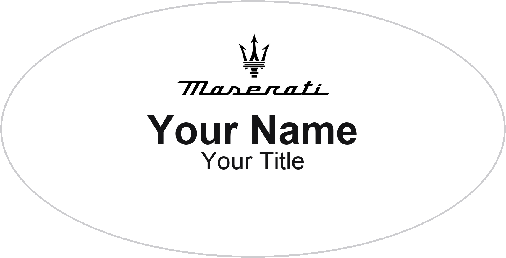 Maserati dealership name badge White, No Border