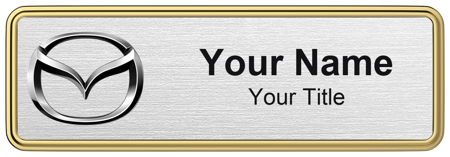 Mazda Badge, Silver Metallic, Gold Border