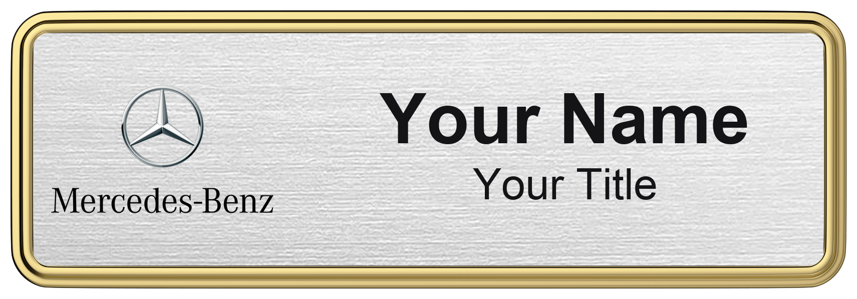 Mercedes-Benz Badge, Silver Metallic, Gold Border