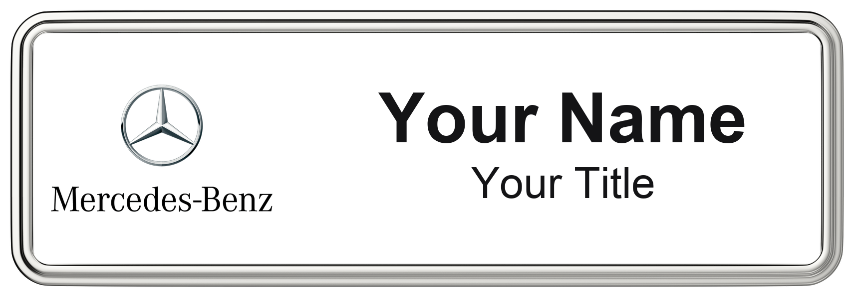Mercedes-Benz Badge, White, Silver Border