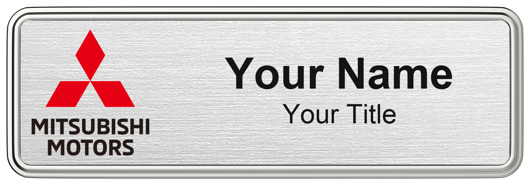 Mitsubishi Badge, Silver Metallic, Silver Border
