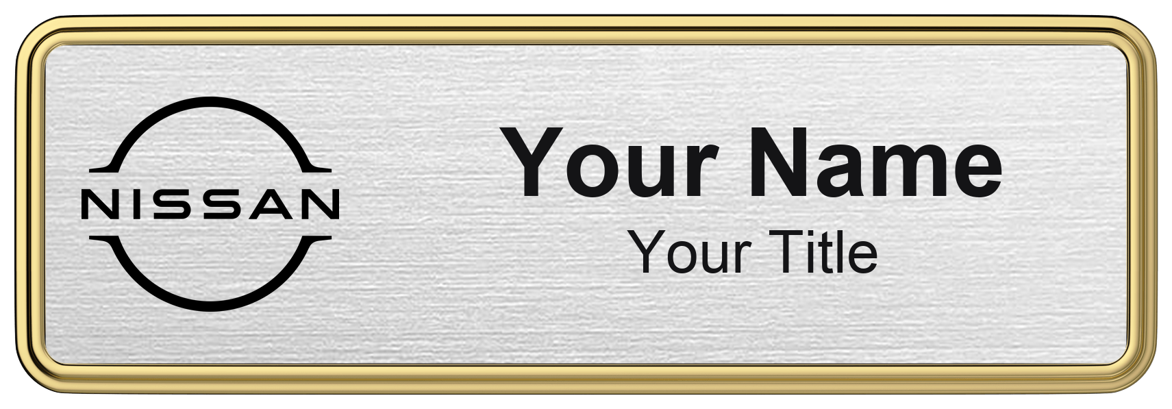 Nissan Badge, Silver Metallic, Gold Border