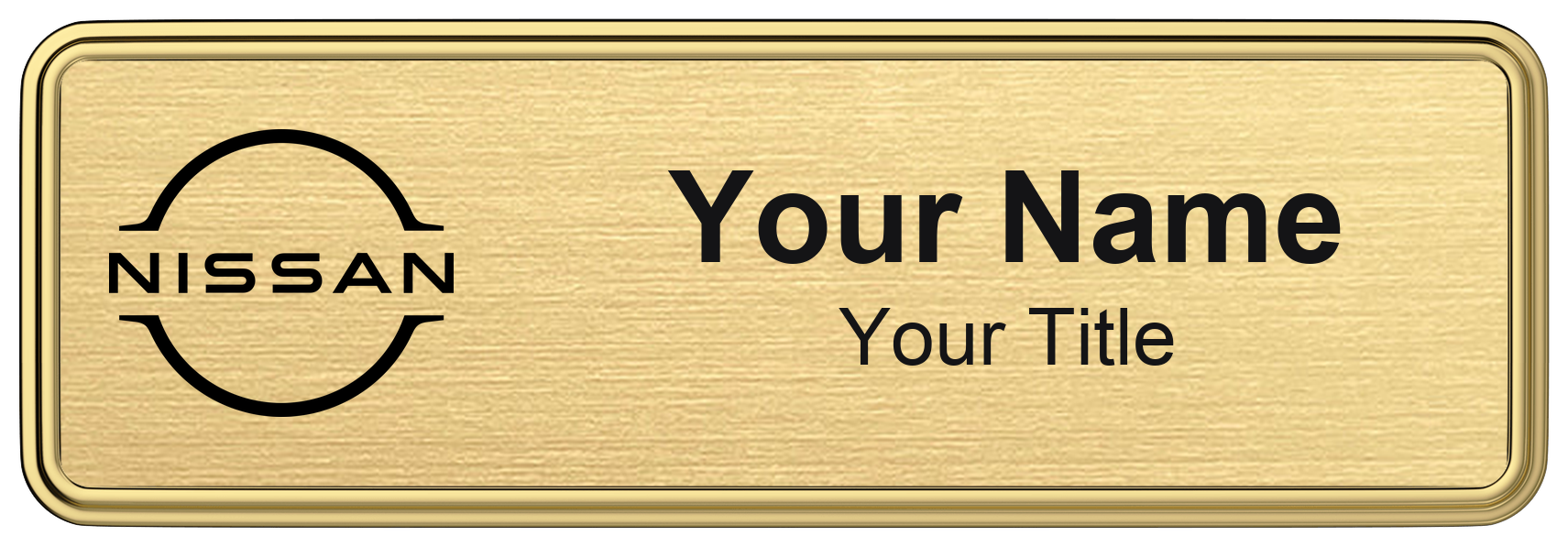 Nissan Badge, Gold Metallic, Gold Border