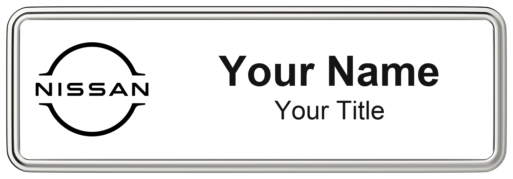 Nissan Badge, White, Silver Border