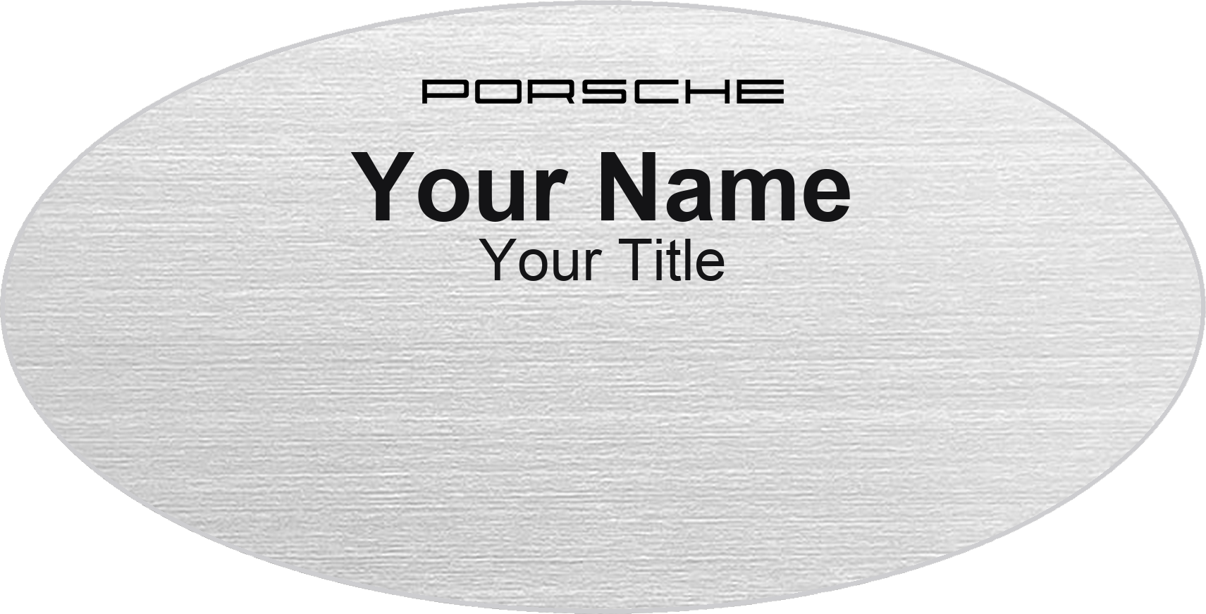 Porsche dealership name badge Silver Metallic, No Border