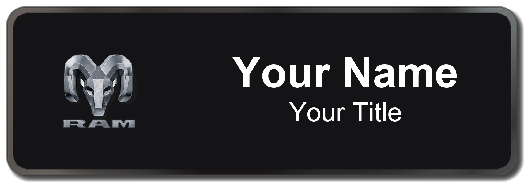Ram Badge, Black, Black Border