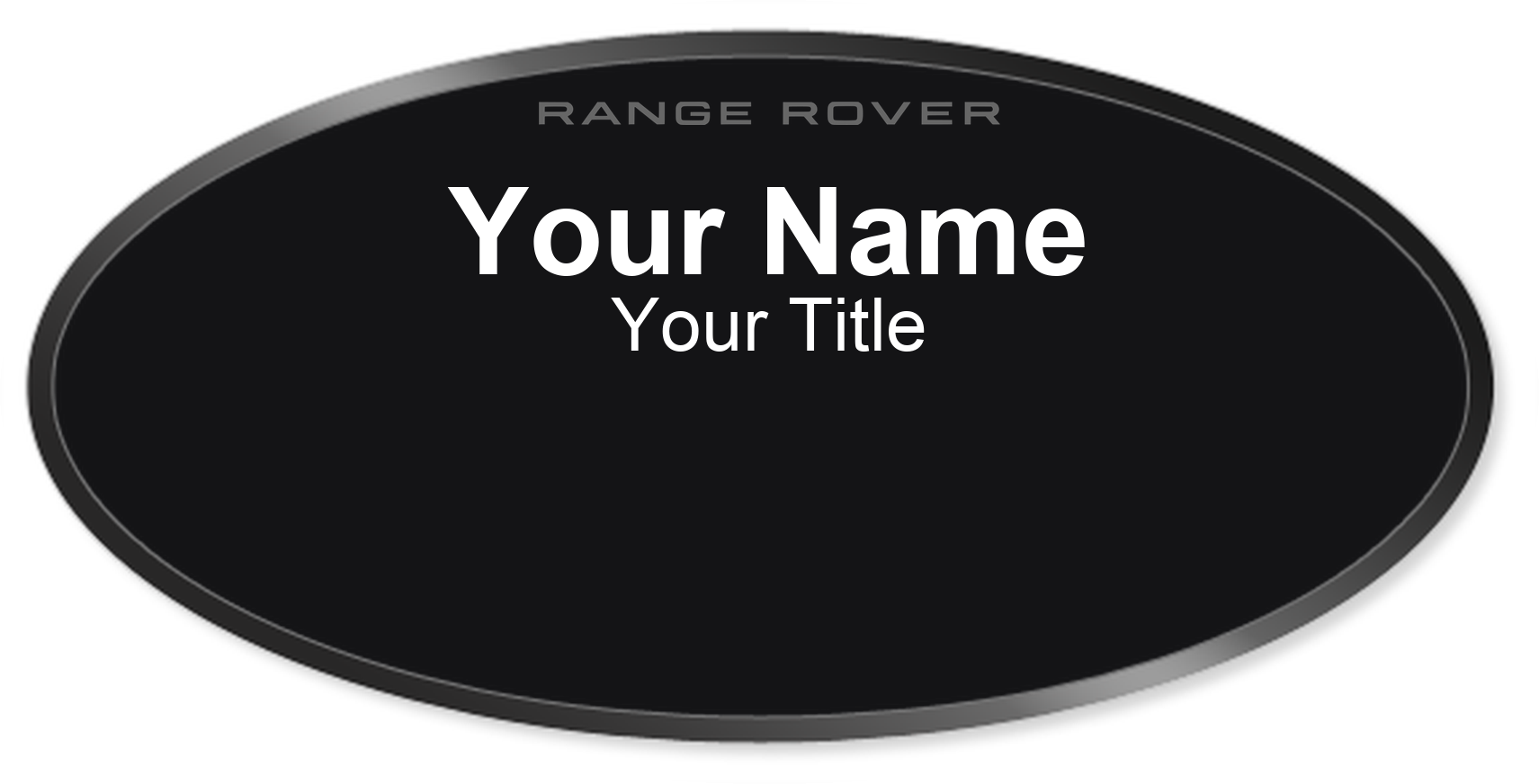 Range Rover Name Badge, Black, Black Border Oval 3" × 1.5"