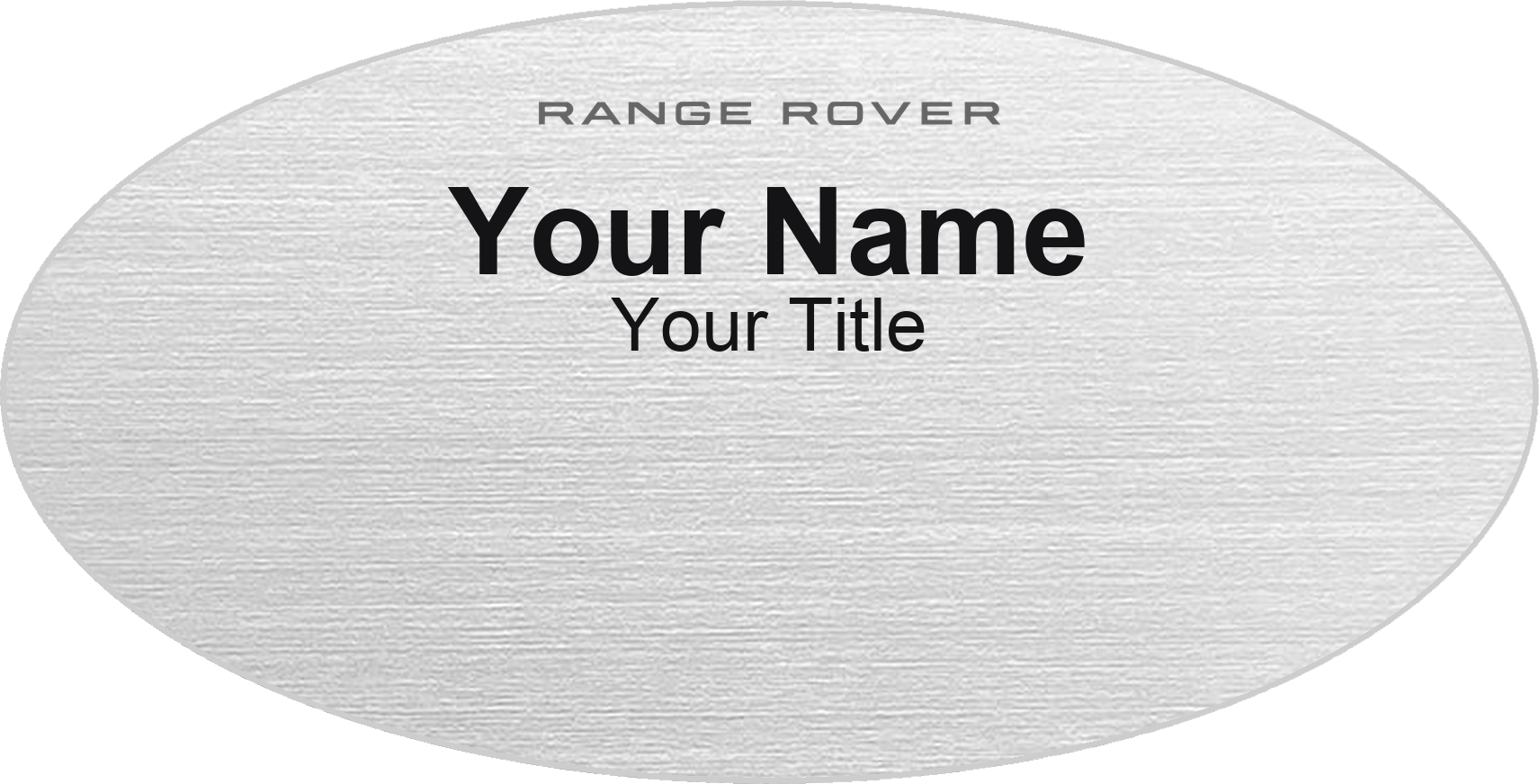 Range Rover dealership name badge Silver Metallic, No Border