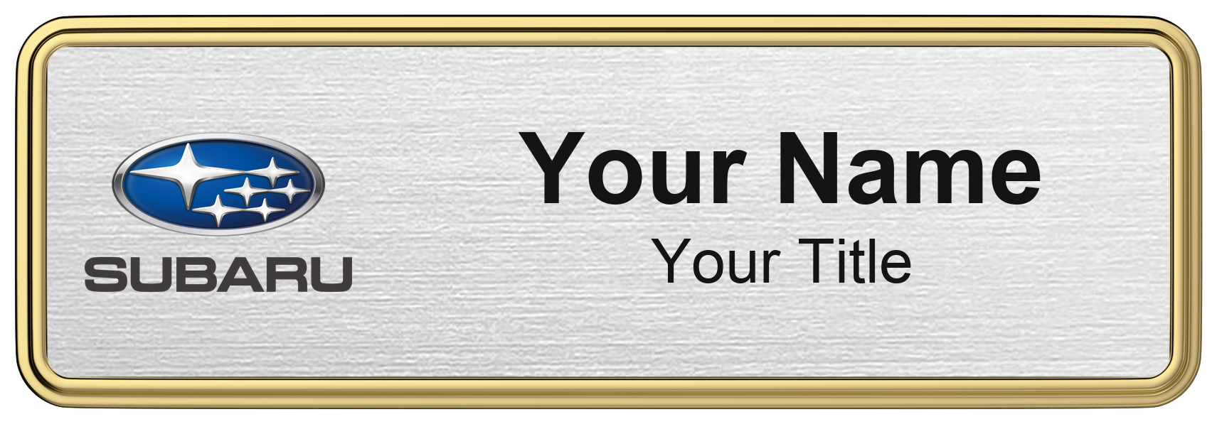 Subaru Badge, Silver Metallic, Gold Border