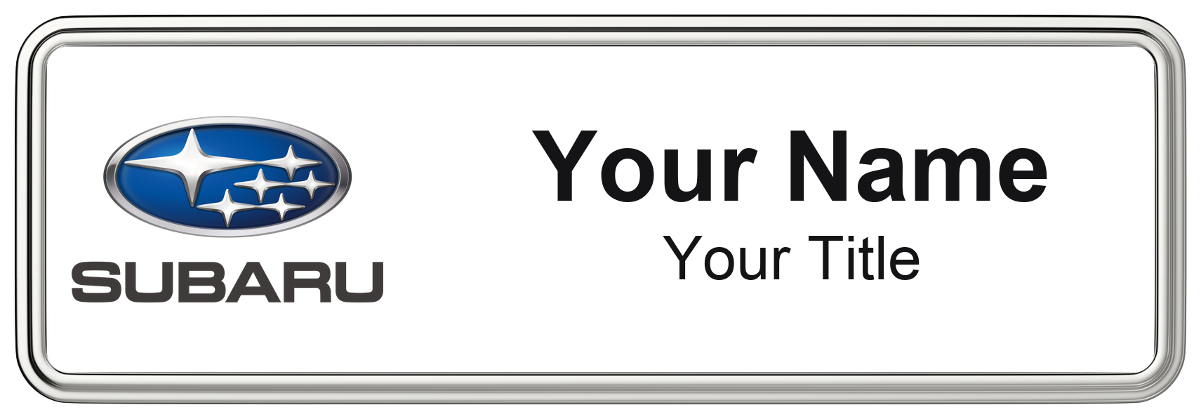 Subaru Badge, White, Silver Border