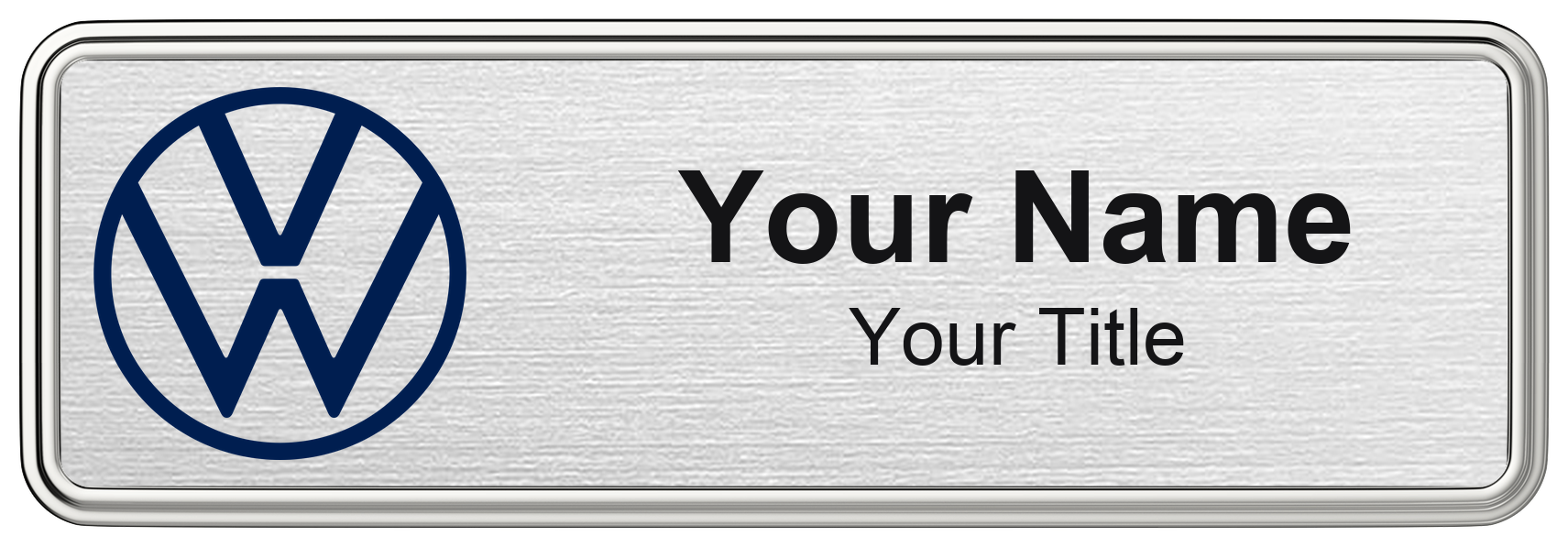Volkswagen Badge, Silver Metallic, Silver Border