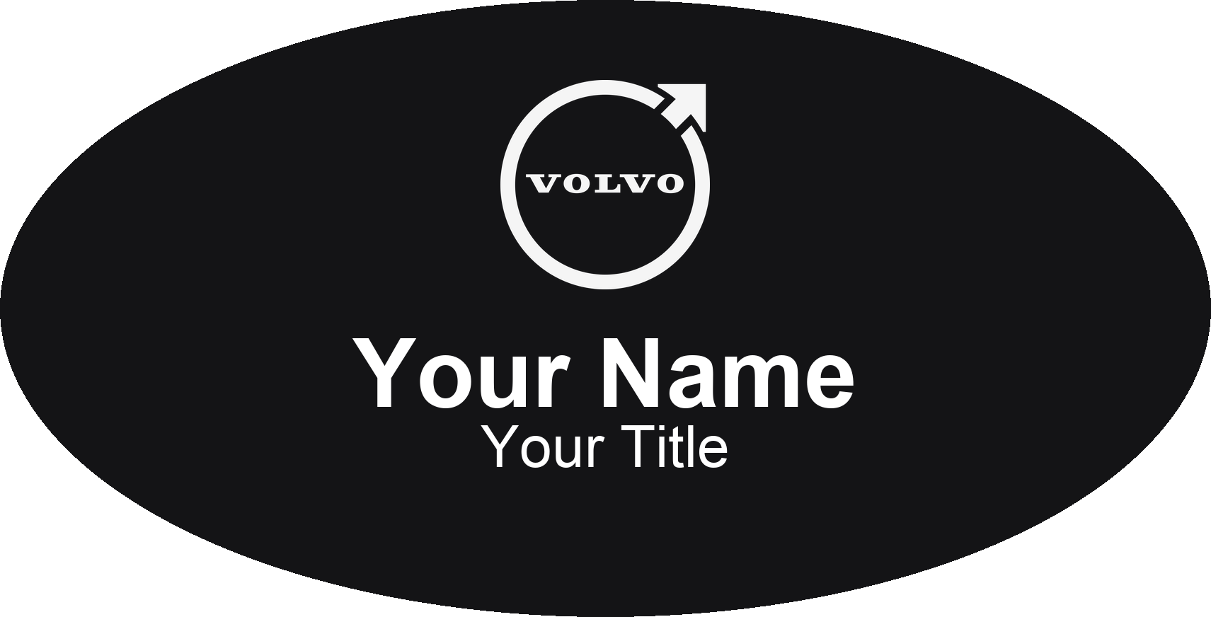 Volvo dealership name badge Black, No Border