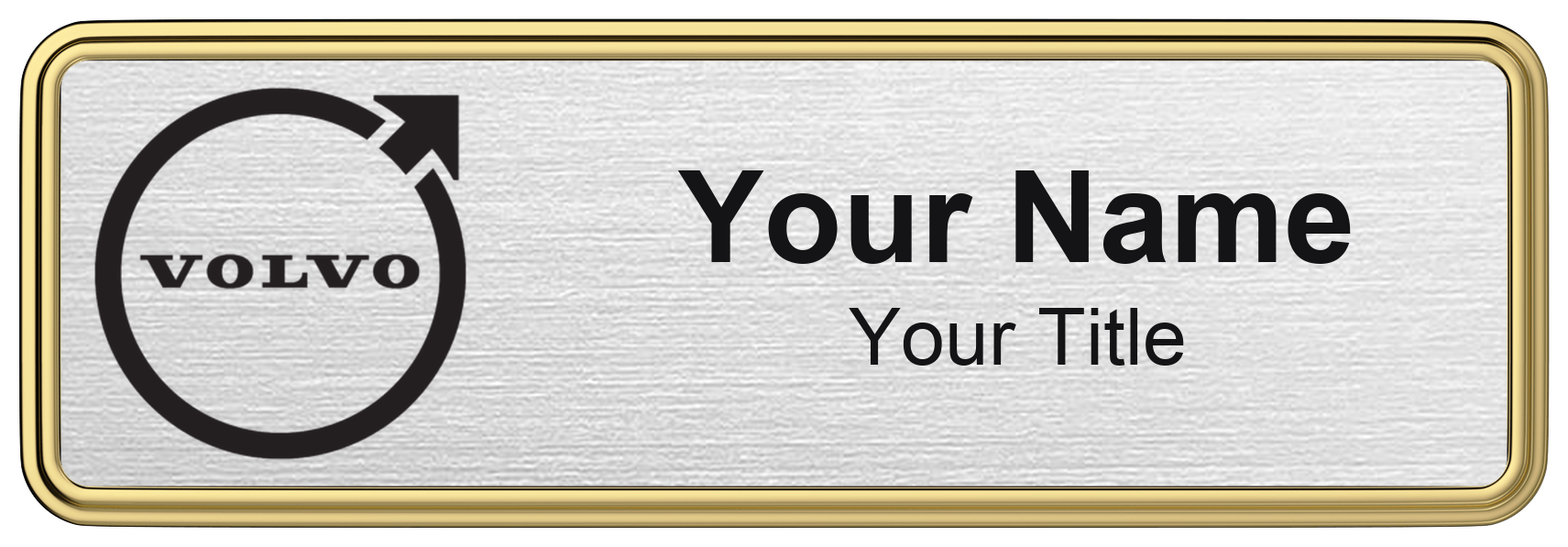 Volvo Badge, Silver Metallic, Gold Border