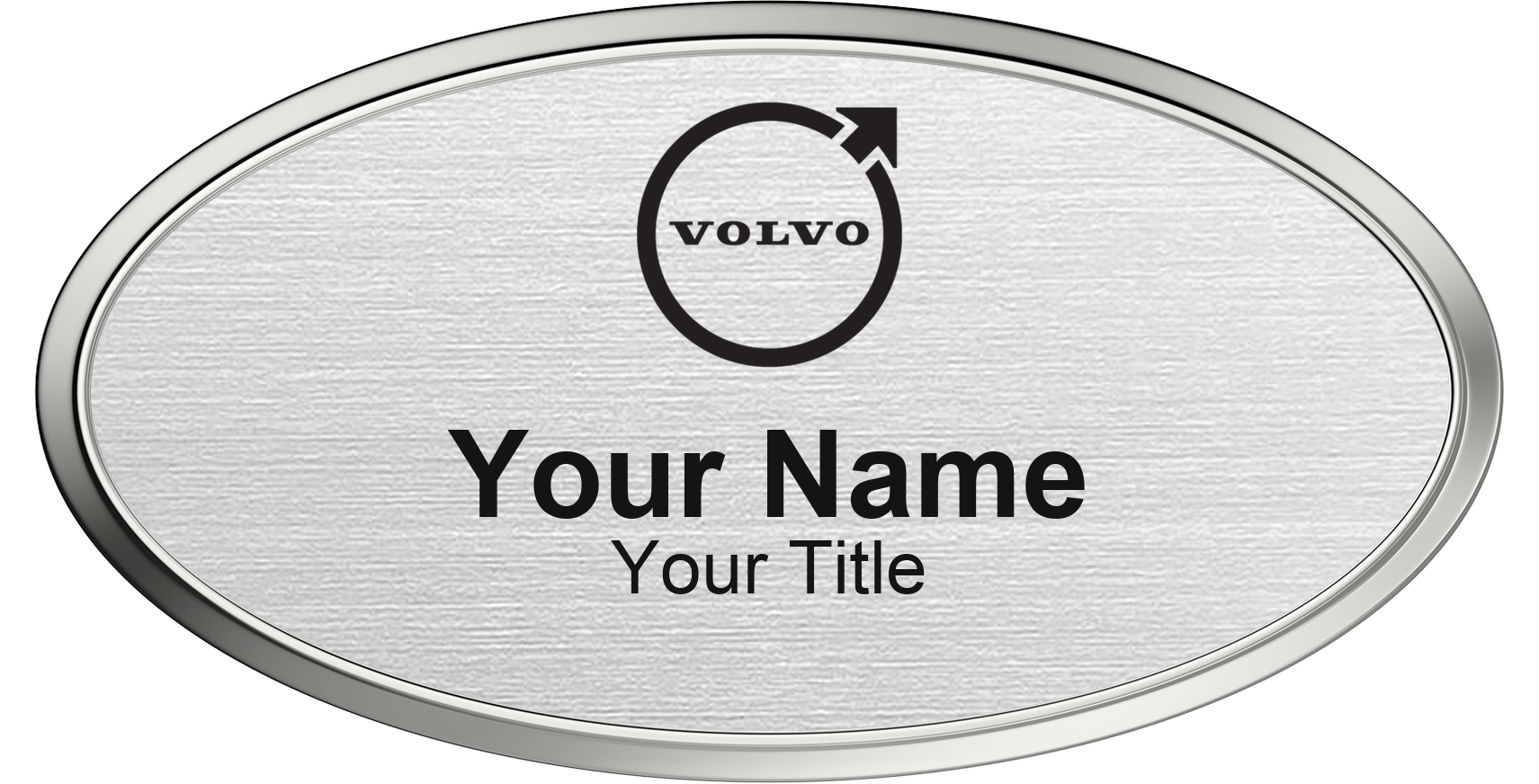 Volvo dealership name badge Silver Metallic, Silver Border